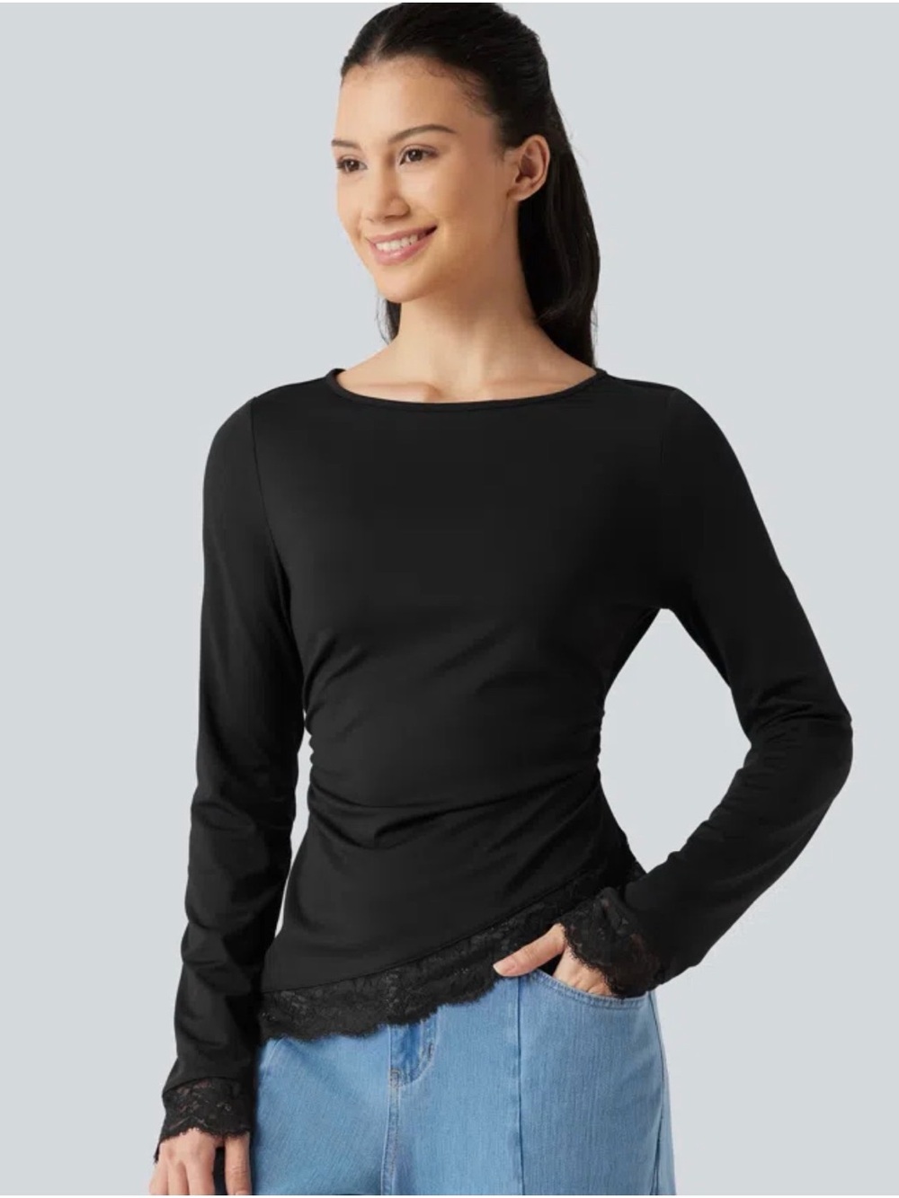 Halara black lace top